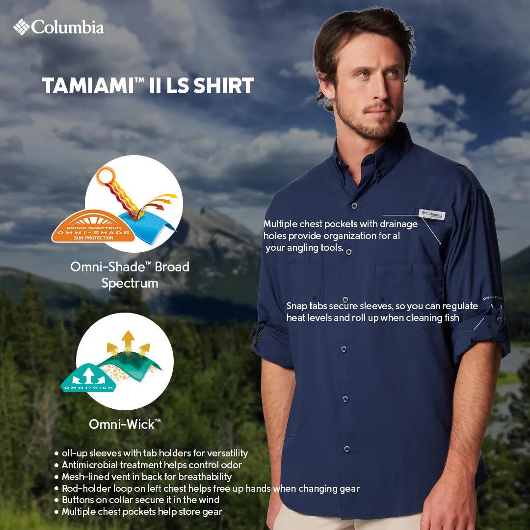 Columbia Men Blue Omni-Wick Tamiami II Long Sleeve Shirt