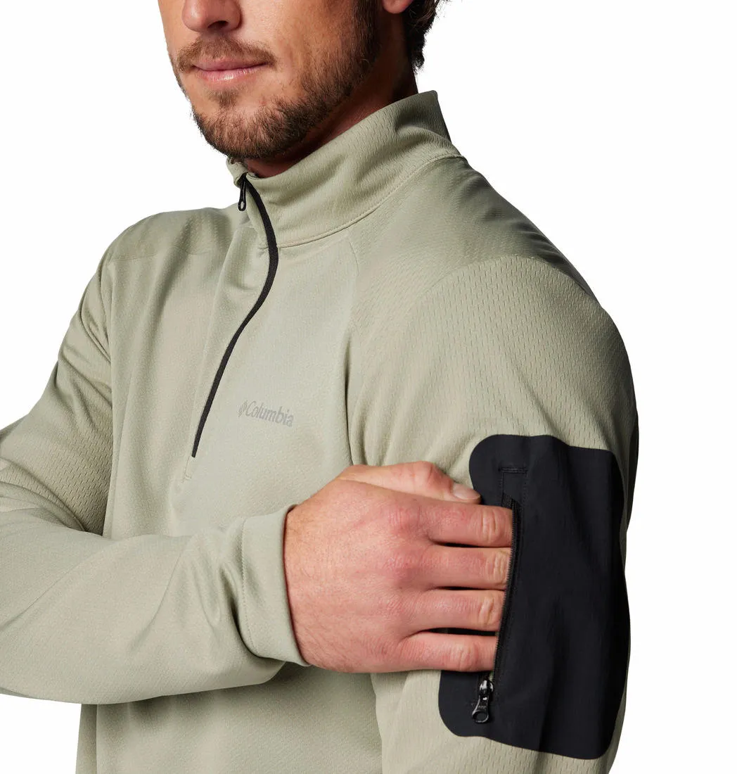 Columbia Men Green Omni-Shade Tech 1/4 Zip Tshirt
