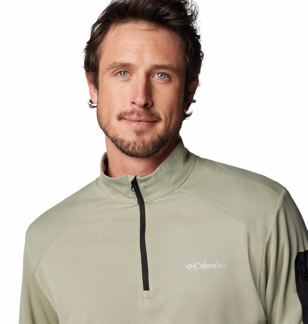 Columbia Men Green Omni-Shade Tech 1/4 Zip Tshirt