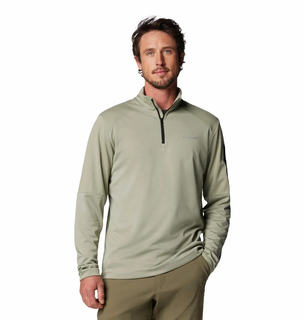 Columbia Men Green Omni-Shade Tech 1/4 Zip Tshirt