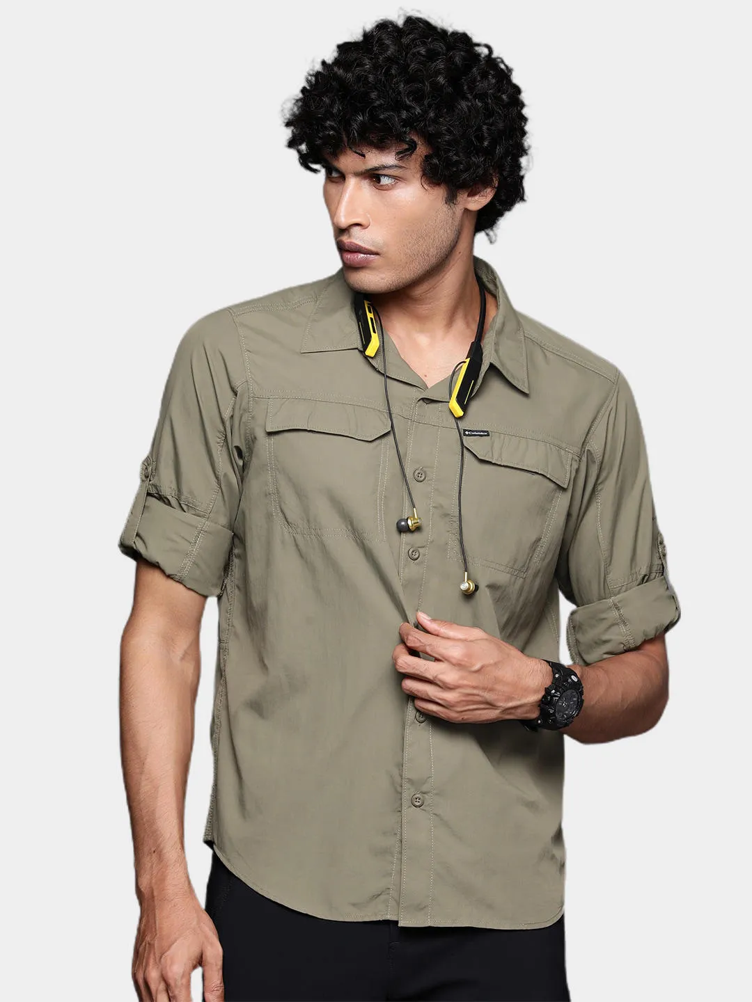 Columbia Men Green Omni-Wick Silver Ridge2.0 Long Sleeve Shirt