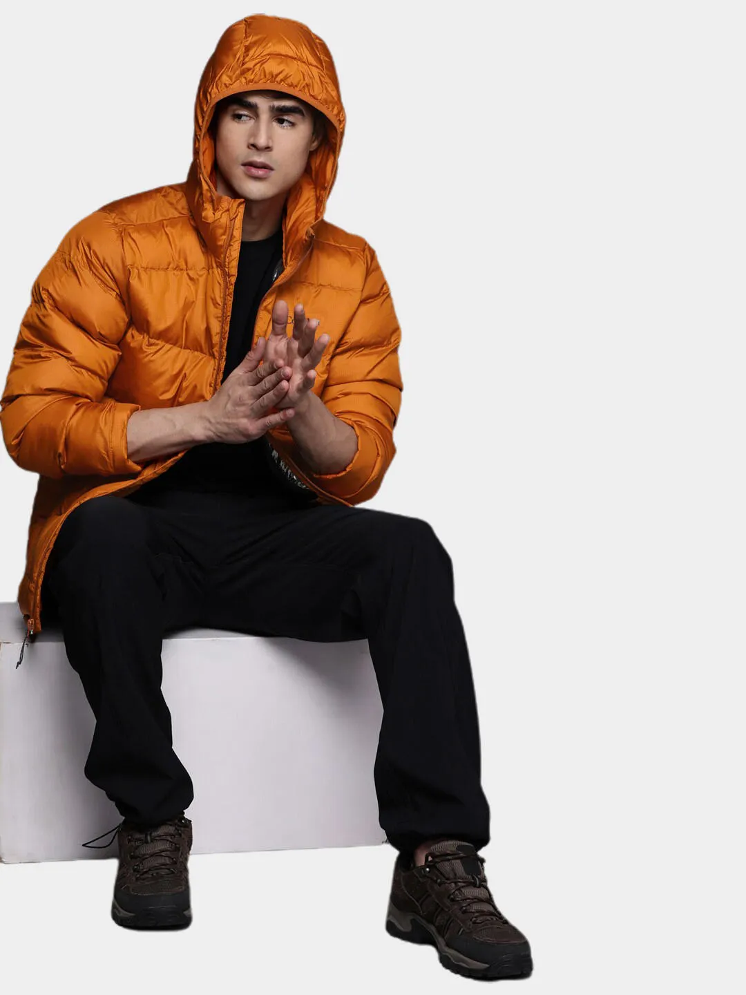 Columbia Men Orange Omni-Heat Reflective Fivemile Butte Hooded Jacket