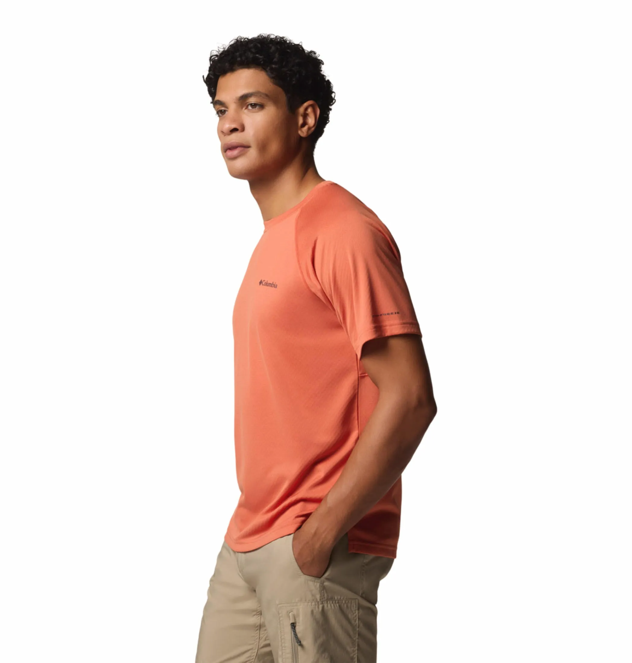 Columbia Men Red Omni-Shade Alpine Chill Pro Crew Tshirt