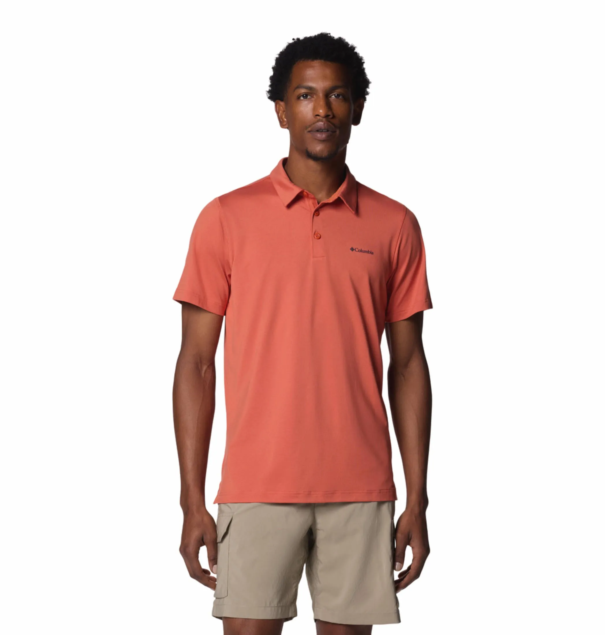 Columbia Men Red Omni-Wick Tech Trail Polo Tshirt