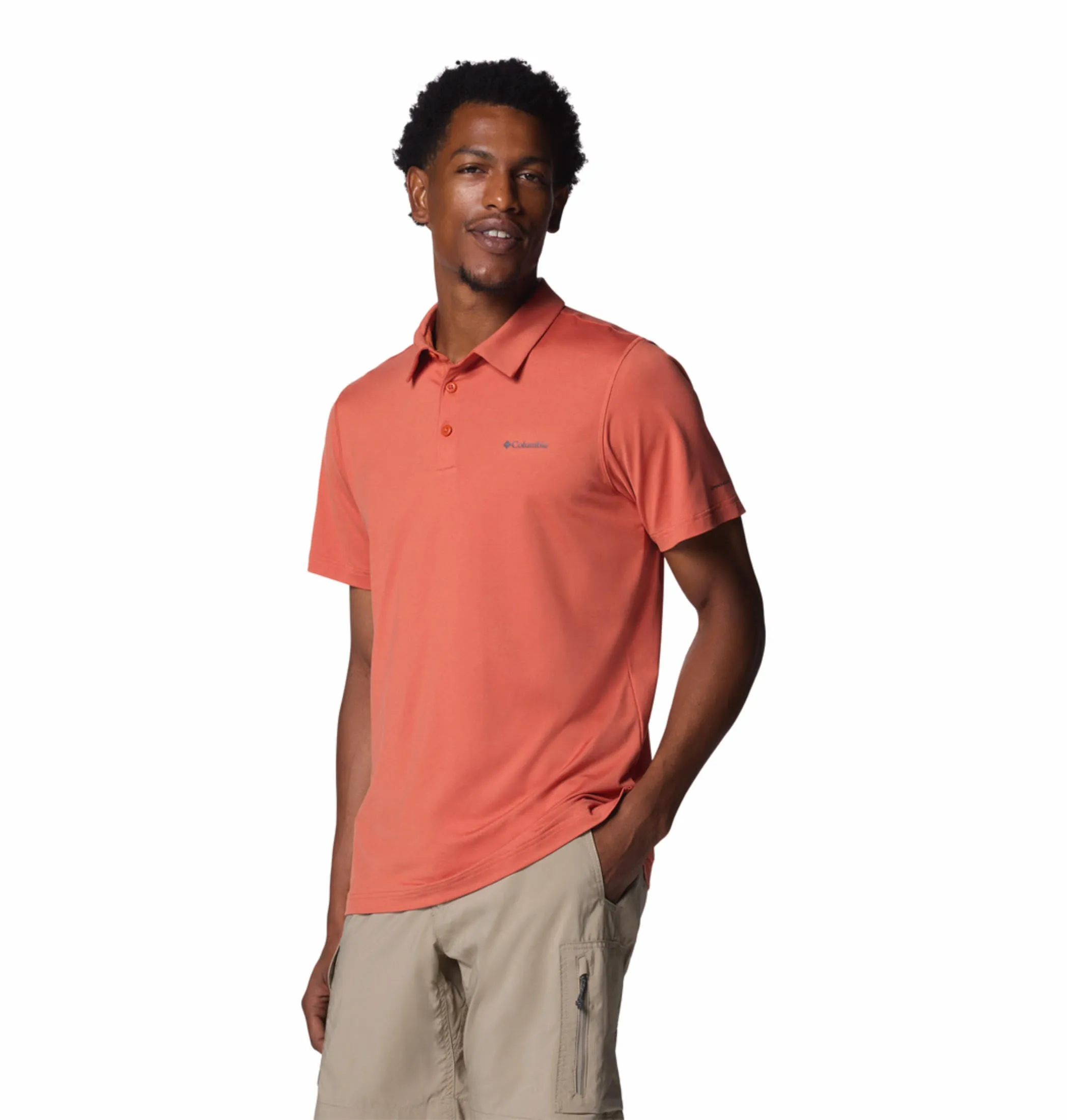Columbia Men Red Omni-Wick Tech Trail Polo Tshirt