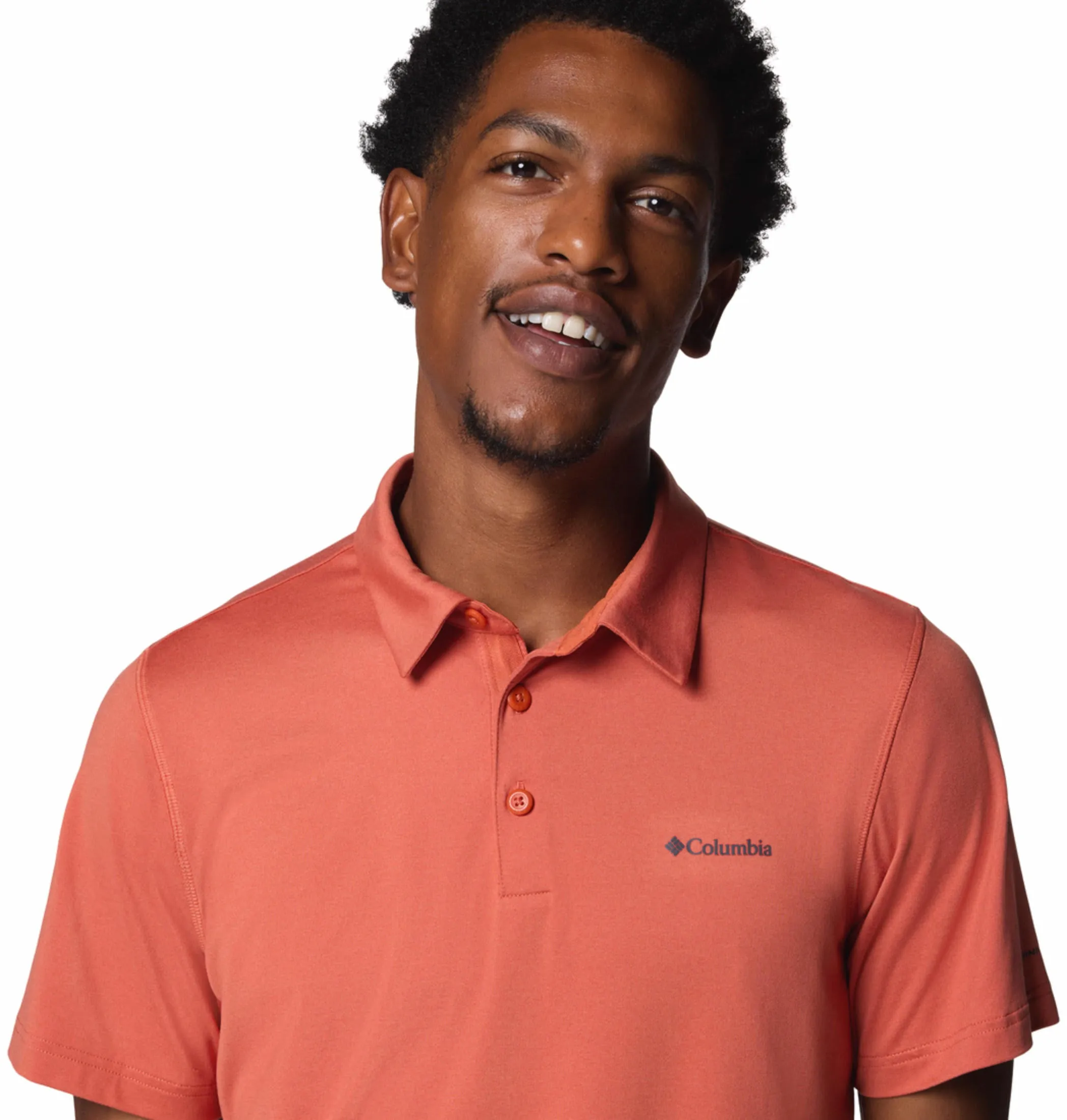 Columbia Men Red Omni-Wick Tech Trail Polo Tshirt