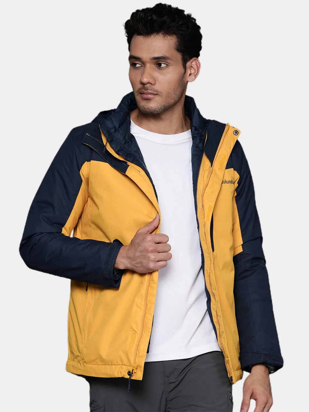 Columbia Men Yellow Omni-Heat Reflective Whirlibird IV Inetrchangeable Jacket