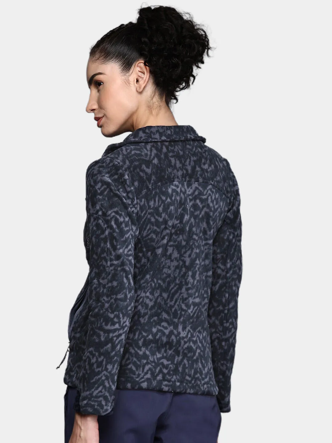 Columbia Women Blue Fast Trek Printed Fleece Jacket