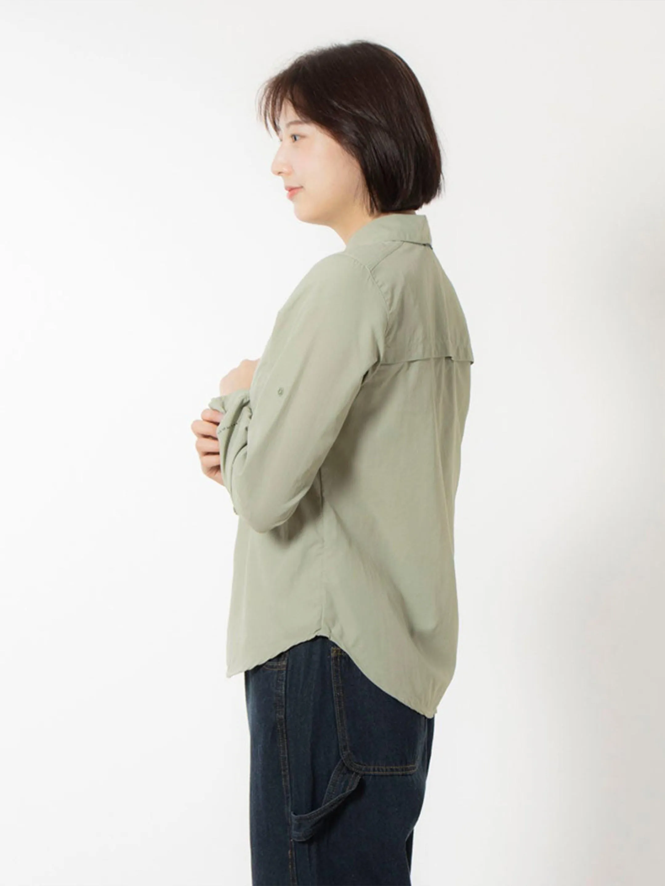 Columbia Women Green Omni-Shade Silver Ridge 3.0 Long Sleeve Shirt
