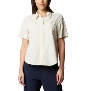 Columbia Women White Omni-Shade Silver Ridge 3.0 Short Sleeve Shirt