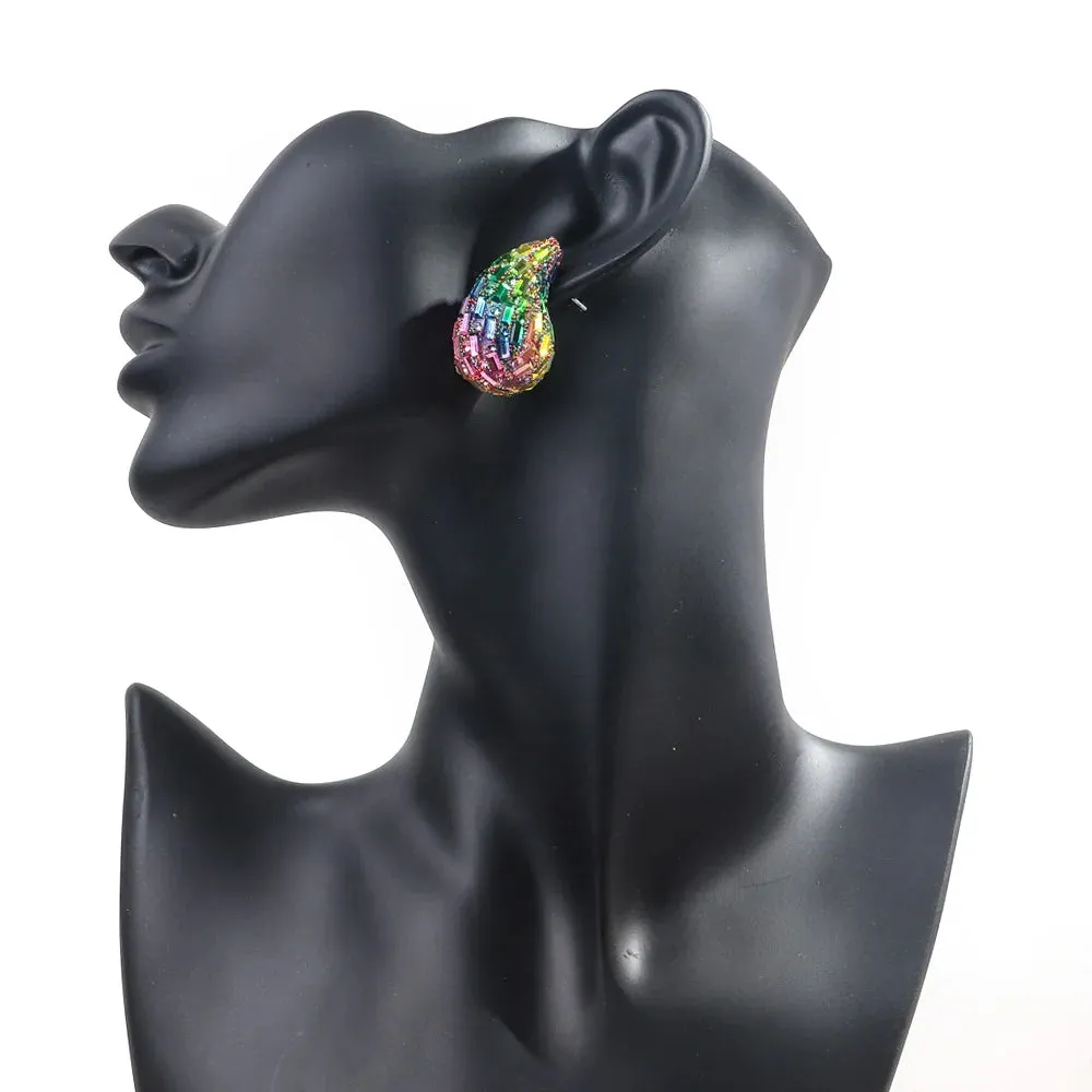 Faux Crystal Acrylic Chunky Waterdrop Hoop Earrings Anna Kay Co