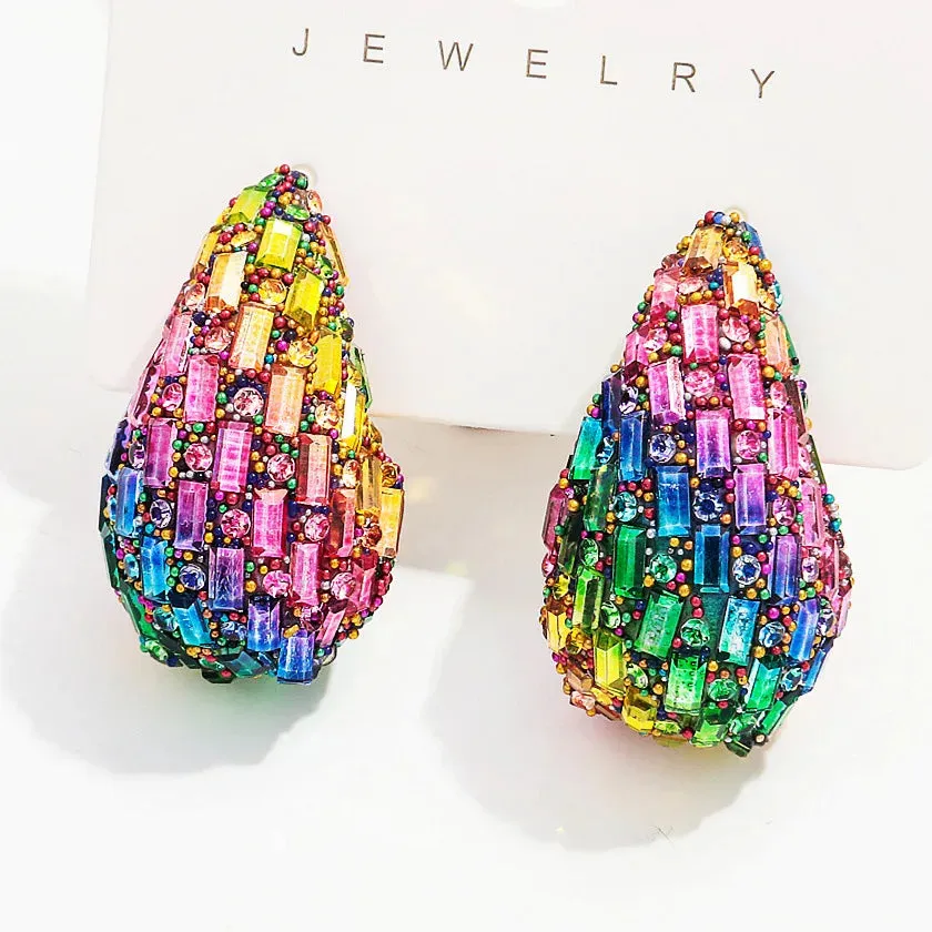 Faux Crystal Acrylic Chunky Waterdrop Hoop Earrings Anna Kay Co