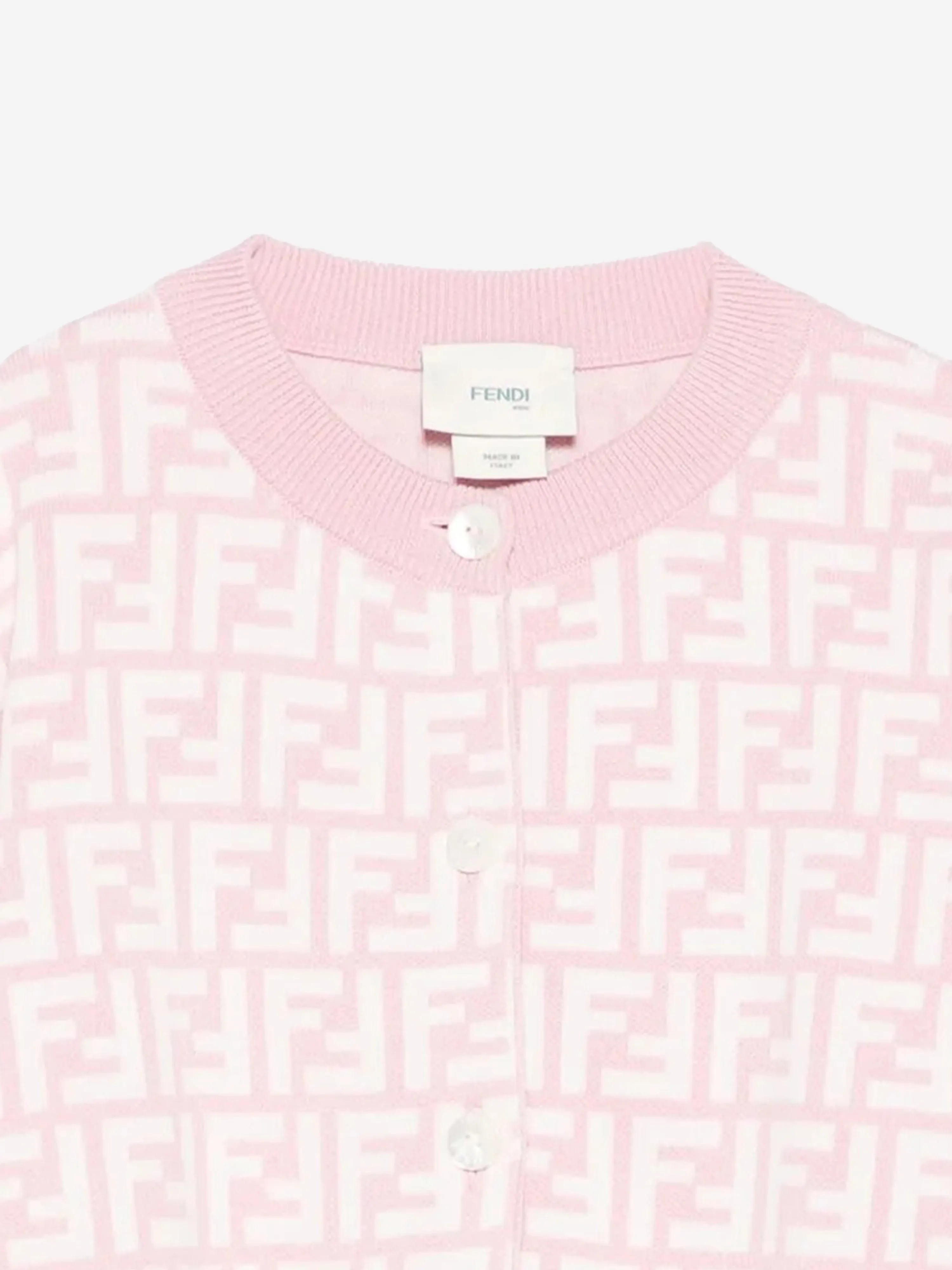 Girls FF Logo Knittd Cardigan in Pink
