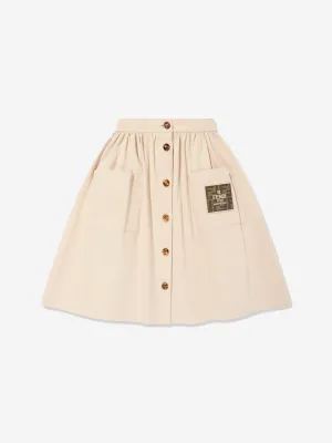 Girls Stretch Gabardine Skirt in Beige