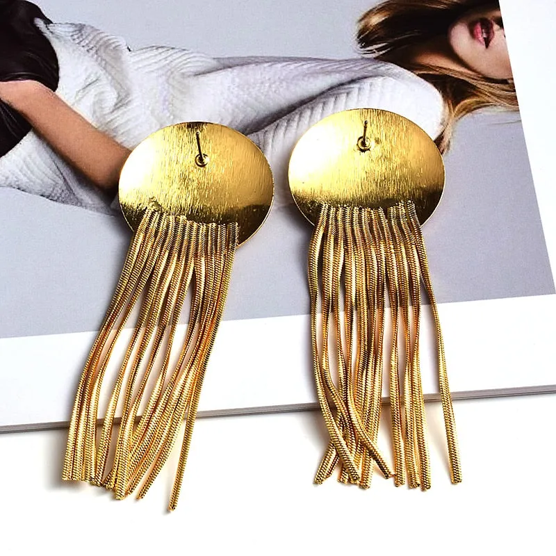 Gold Chain Tassel Earrings Anna Kay Co
