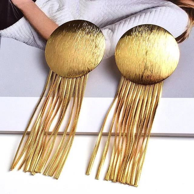Gold Chain Tassel Earrings Anna Kay Co