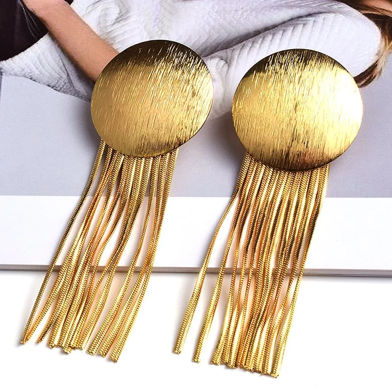 Gold Chain Tassel Earrings Anna Kay Co