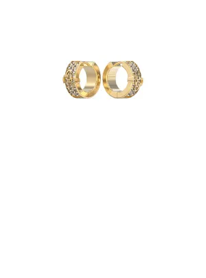 Gold Crystal Logo Stud Hoop Earrings Guess