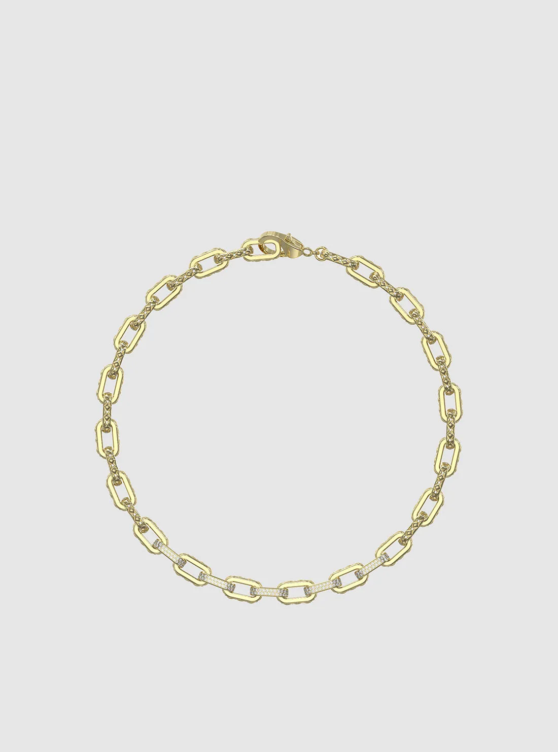 Gold Matelasse Pave Link Chain Necklace Guess