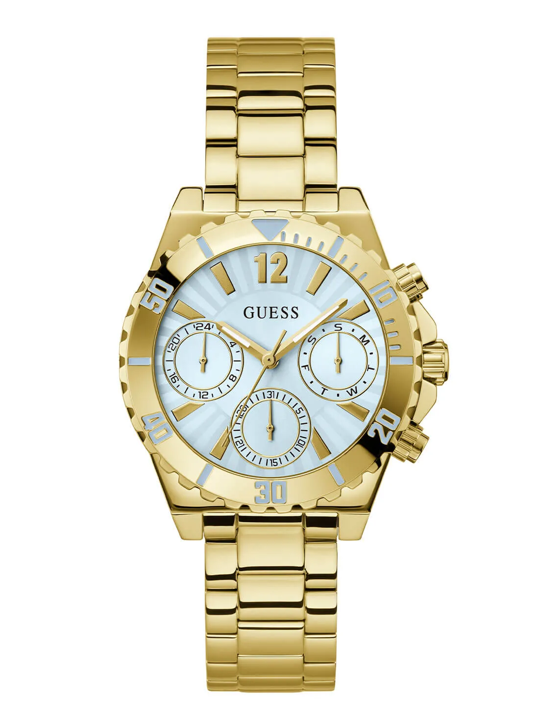 Gold Phoebe Blue Dial Link Watch Guess
