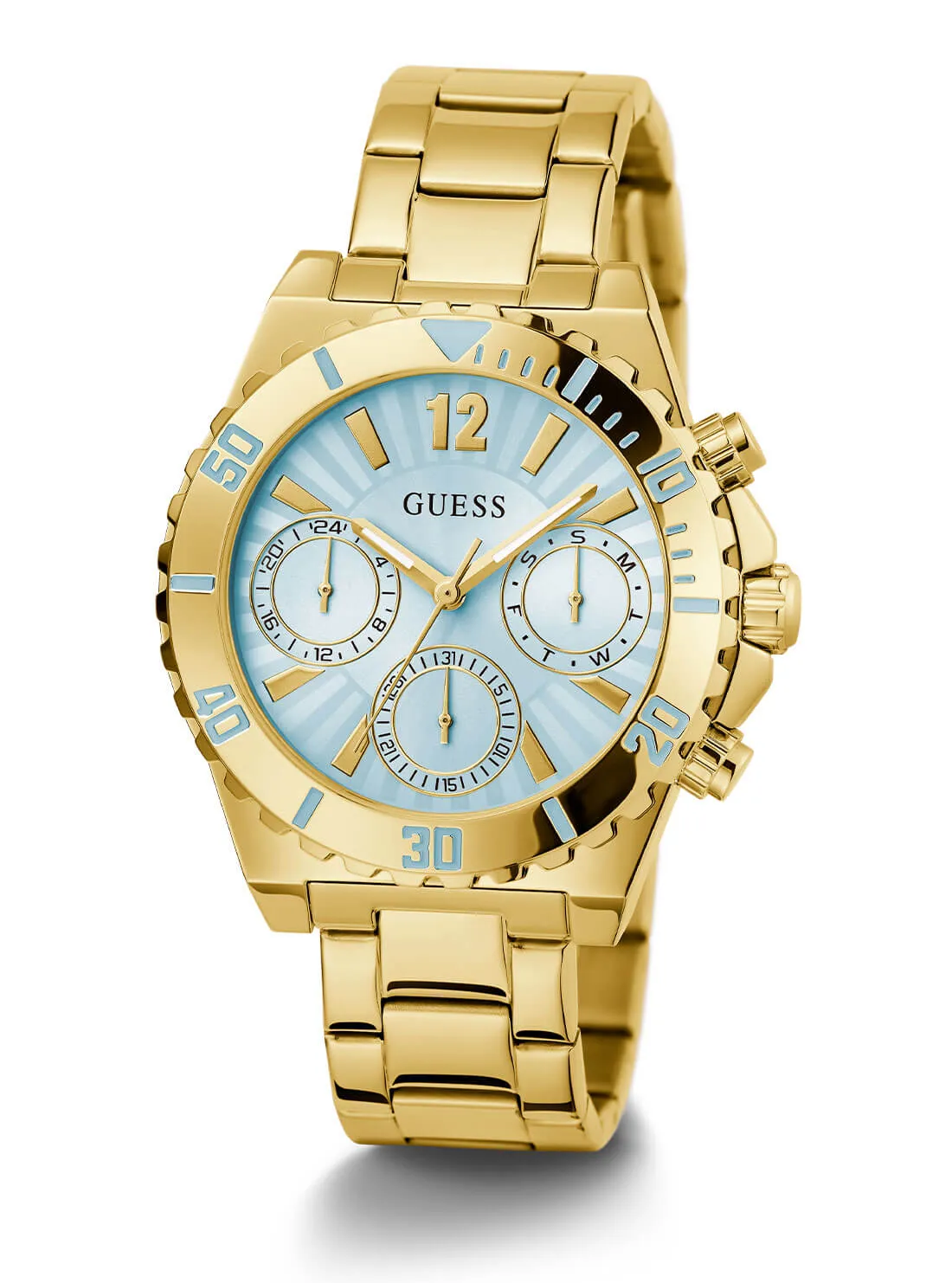 Gold Phoebe Blue Dial Link Watch Guess