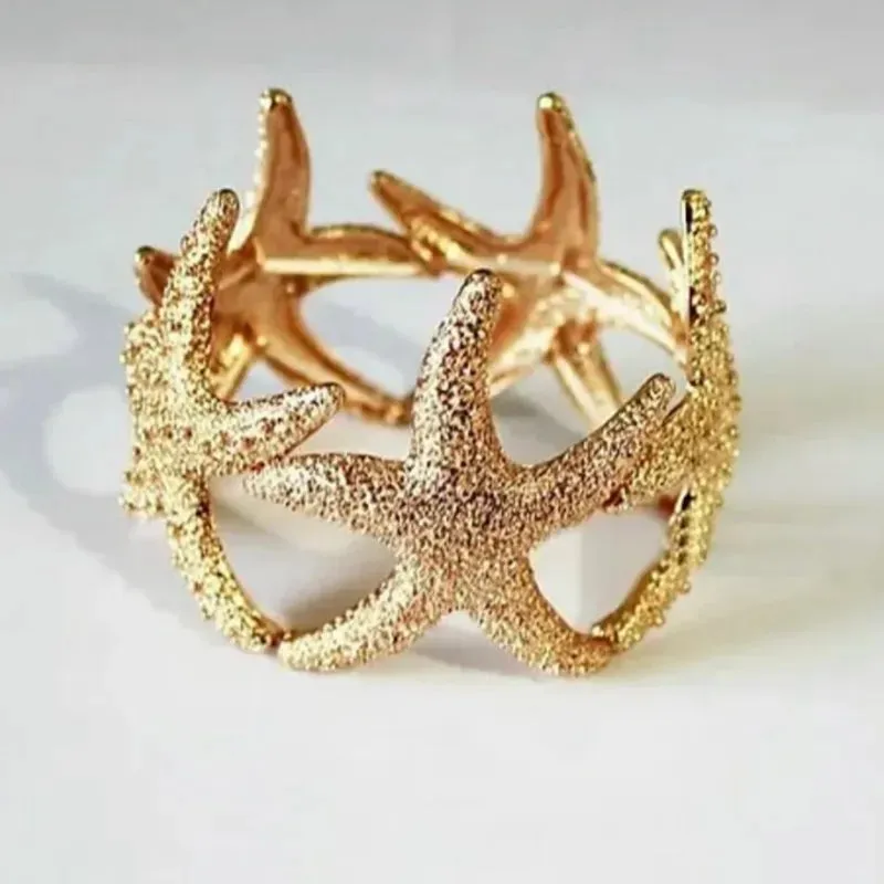 Golden Elastic Starfish Beach Bracelet Anna Kay Co