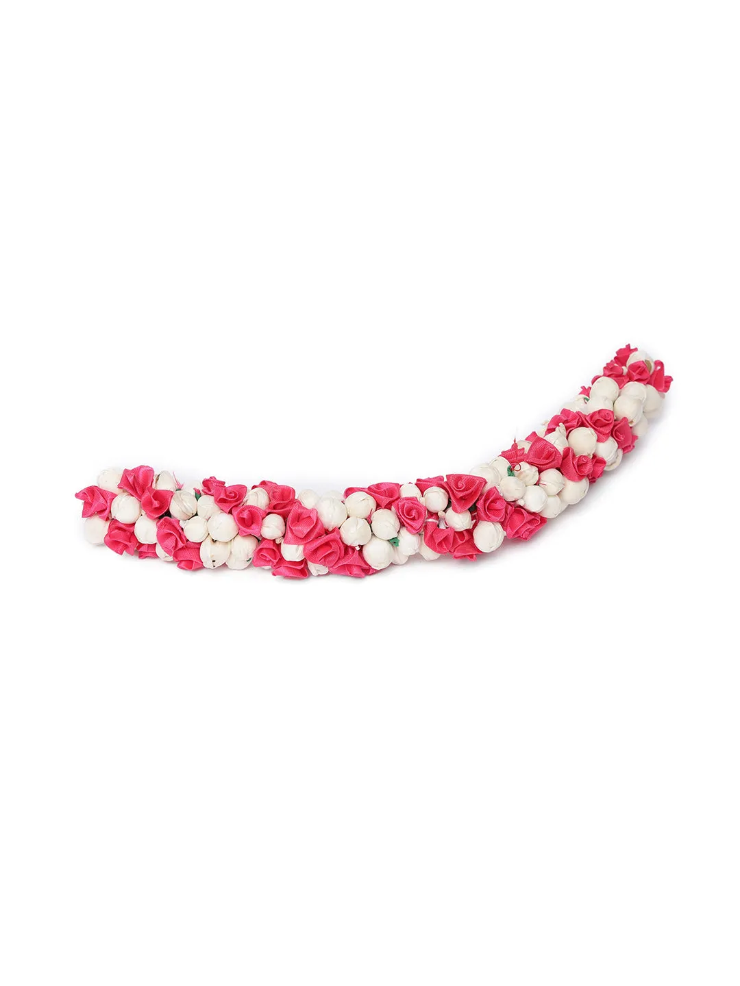 Handcrafted Red Rose And Mogra Bun Hair Accessory
