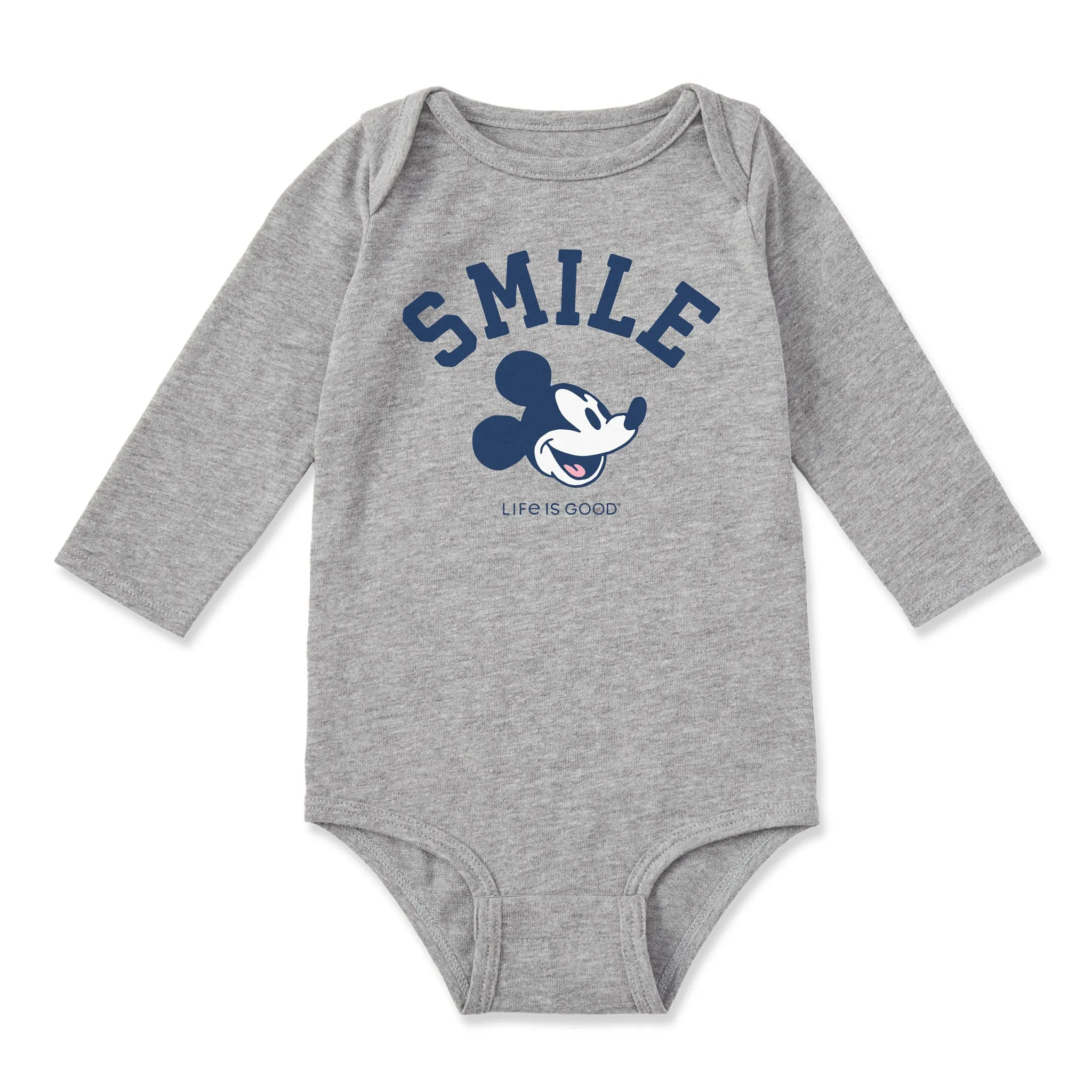 Infant Smile Steamboat Willie Long Sleeve Crusher Baby Bodysuit Life is Good