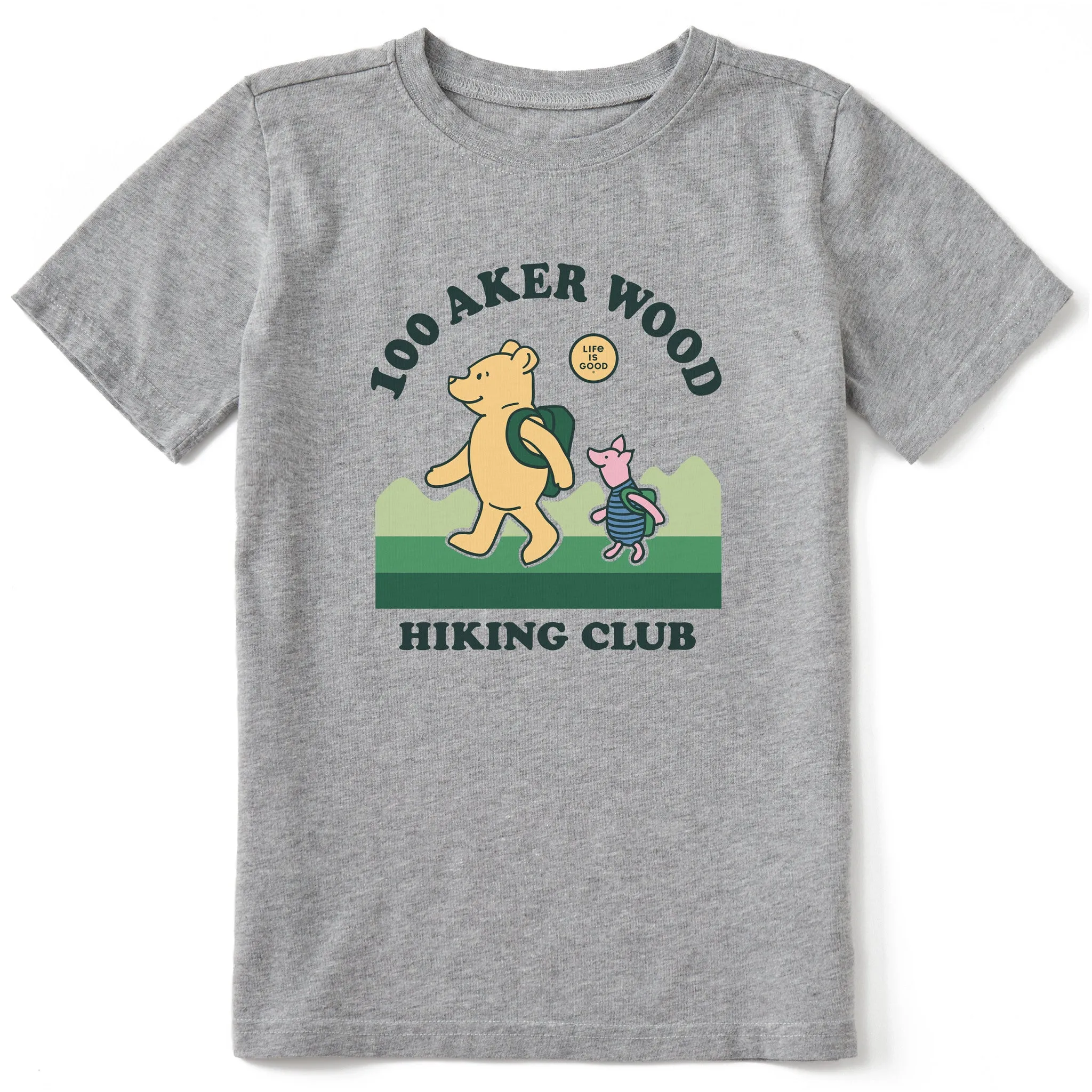 Kids 100 Aker Hiking Club Winnie Short Sleeve Crusher Tee Life is Good