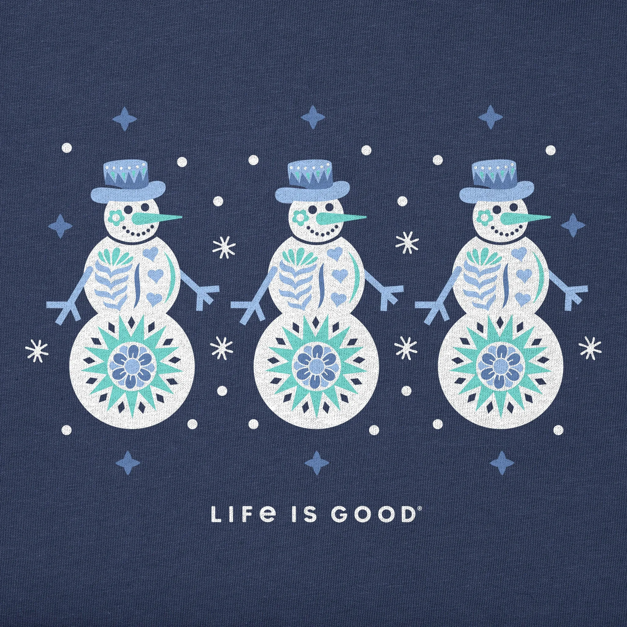 Kids 3 Snowmen Short Sleeve Crusher Tee Life is Good