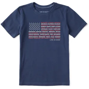 Kids 50 States Flag Short Sleeve Crusher Tee Life is Good