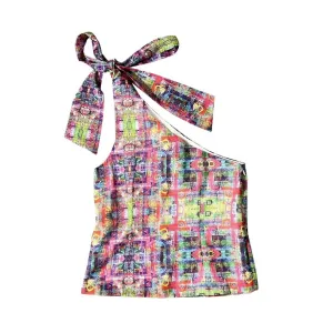 Kids Accent Shoulder Top In Pink Neon
