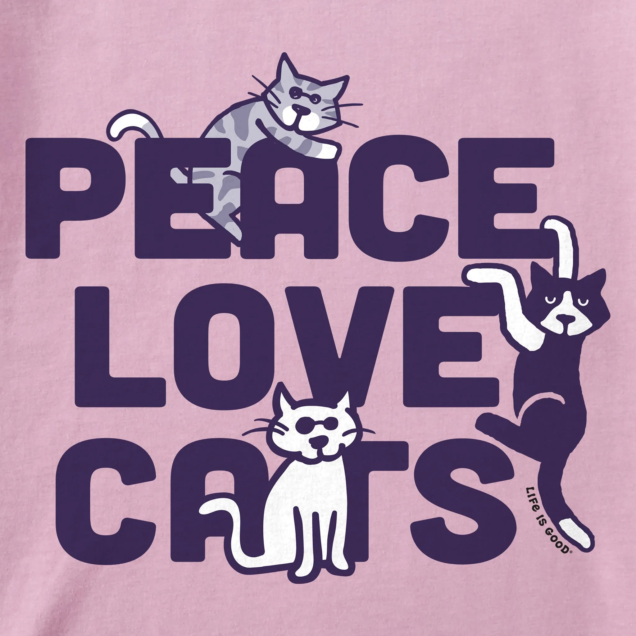 Kids Al Peace Love Cats Short Sleeve Crusher Tee Life is Good
