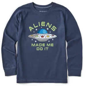 Kids Aliens Made Me Do It Long Sleeve Crusher Tee Life is Good