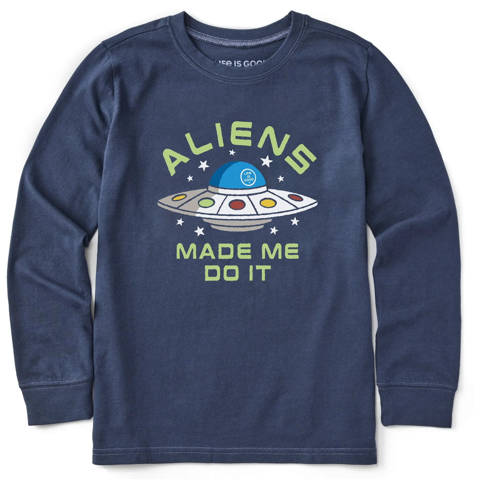 Kids Aliens Made Me Do It Long Sleeve Crusher Tee Life is Good