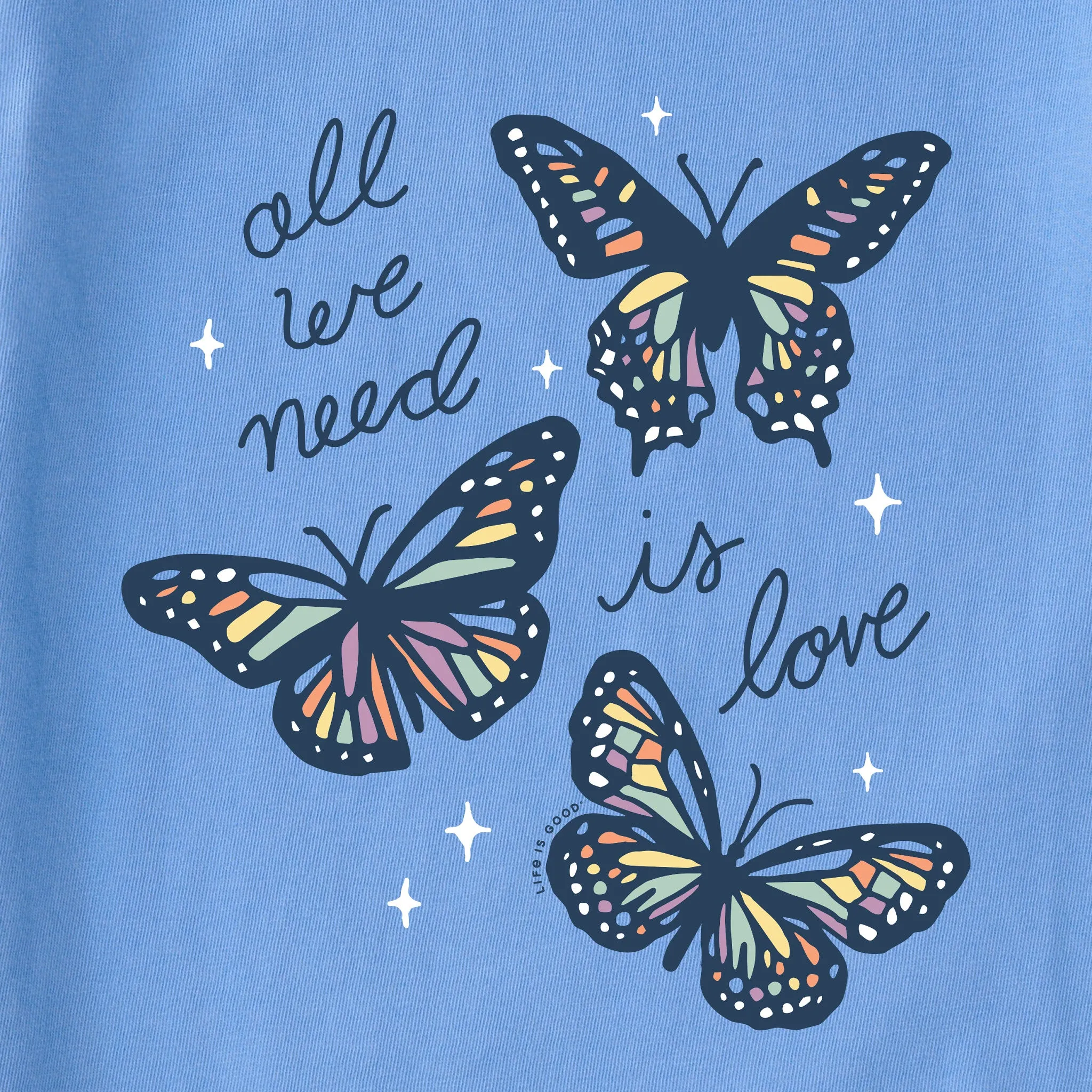 Kids All We Need is Love Butterflies Long Sleeve Crusher Tee Life is Good