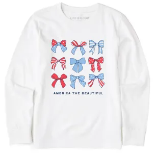 Kids America the Beautiful Bows Long Sleeve Crusher Tee Life is Good