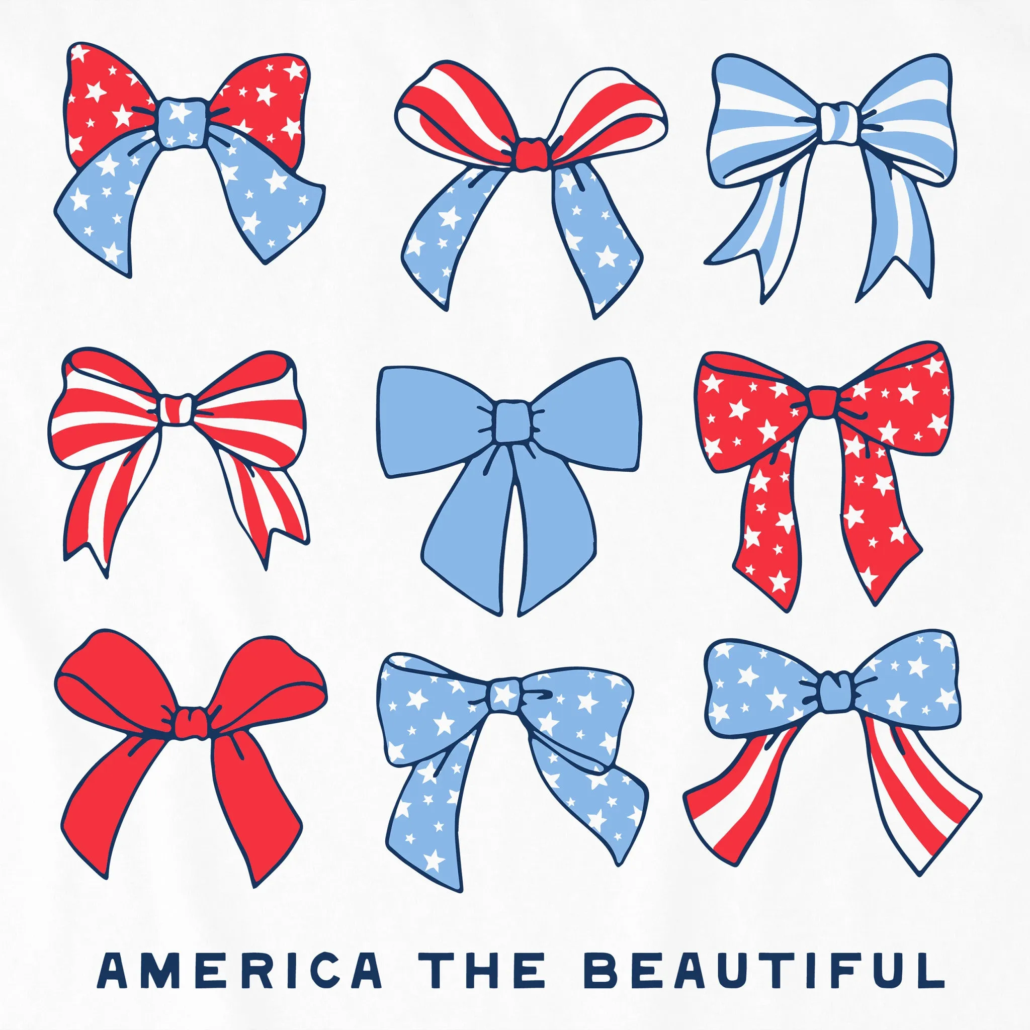 Kids America the Beautiful Bows Long Sleeve Crusher Tee Life is Good