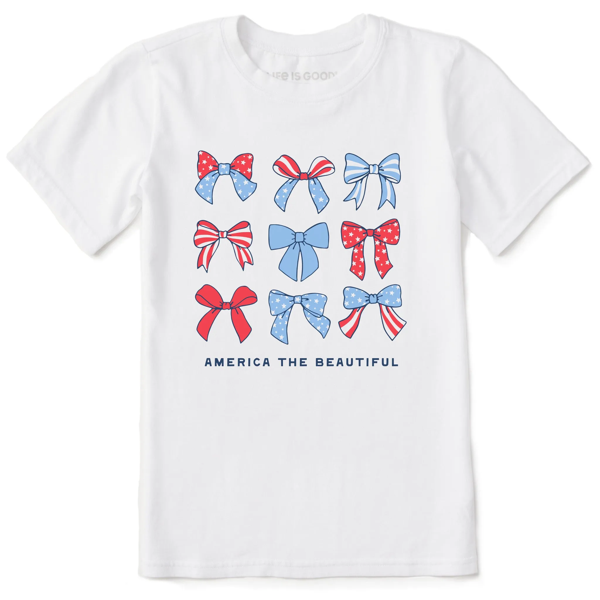 Kids America the Beautiful Bows Short Sleeve Crusher Tee Life is Good