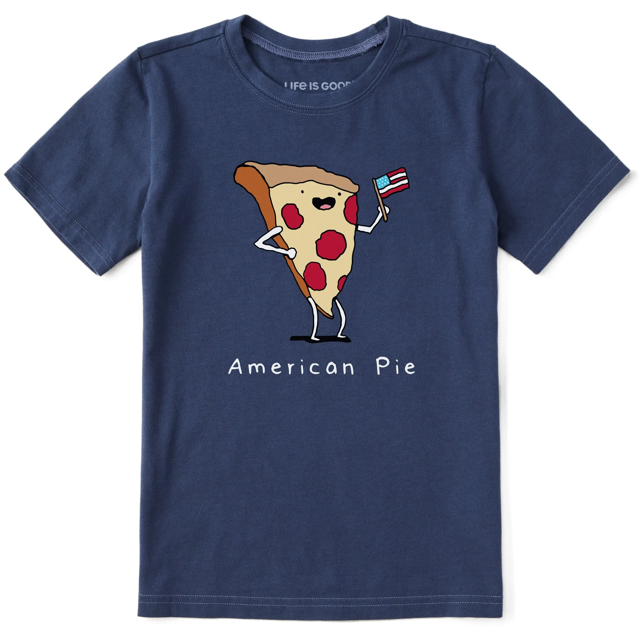 Kids American Pizza Pie Short Sleeve Crusher Tee Life is Good