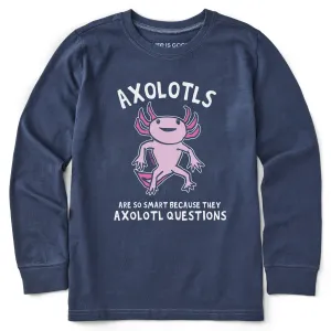 Kids Axolotls Questions Long Sleeve Crusher Tee Life is Good