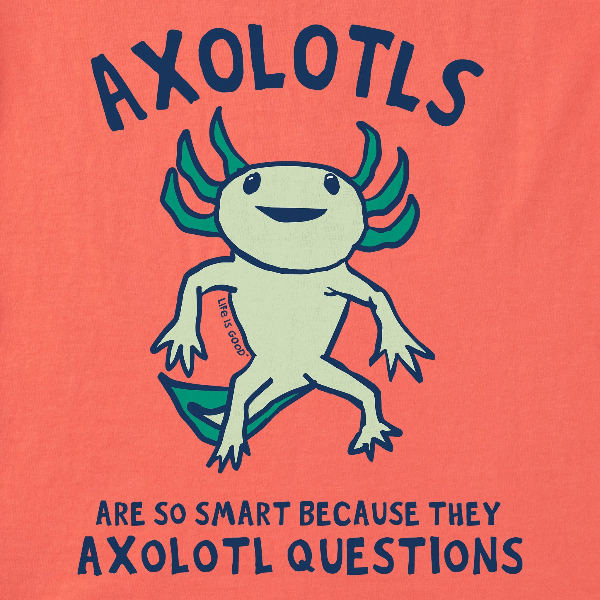 Kids Axolotls Questions Long Sleeve Crusher Tee Life is Good