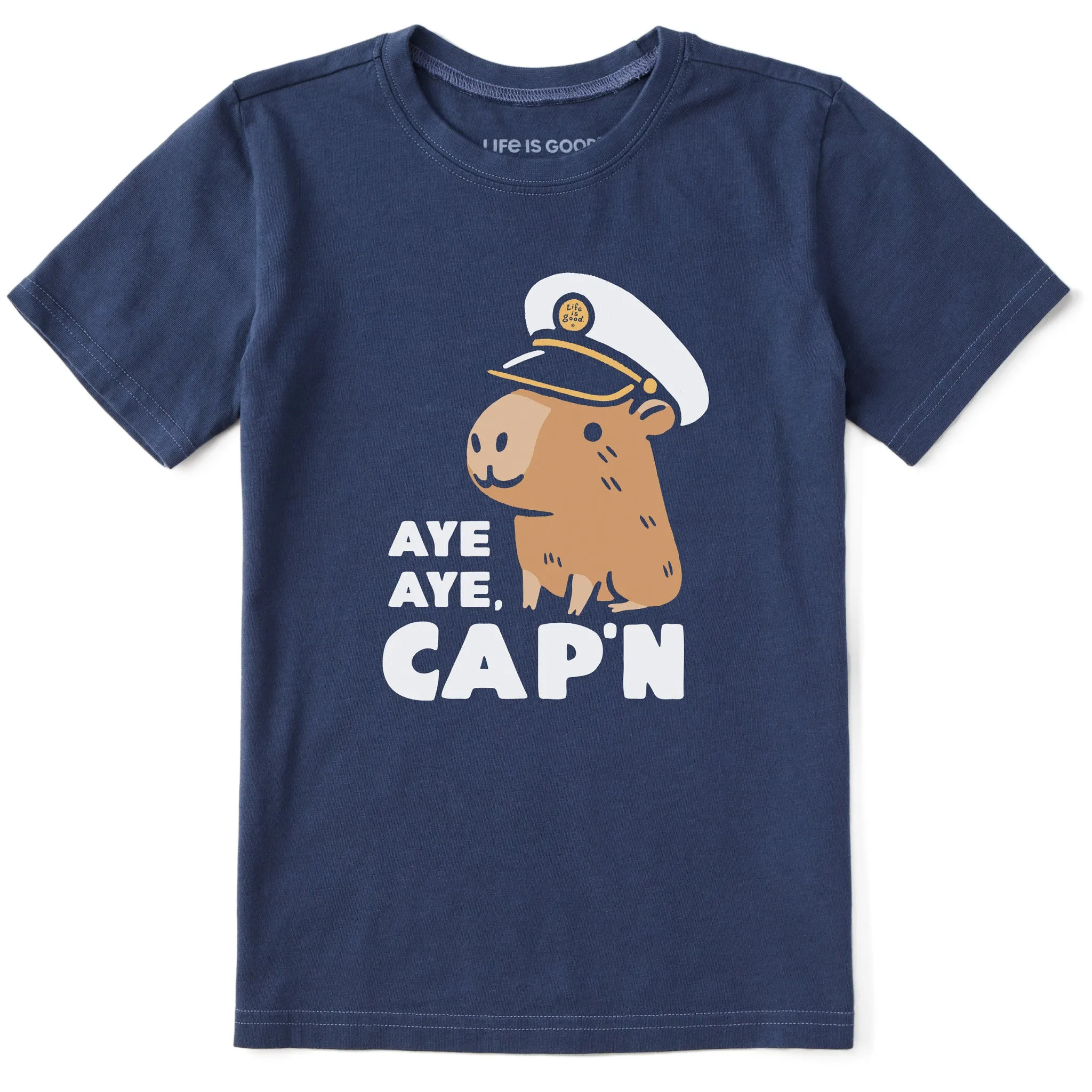 Kids Aye Aye Cap'n Capybara Short Sleeve Crusher Tee Life is Good