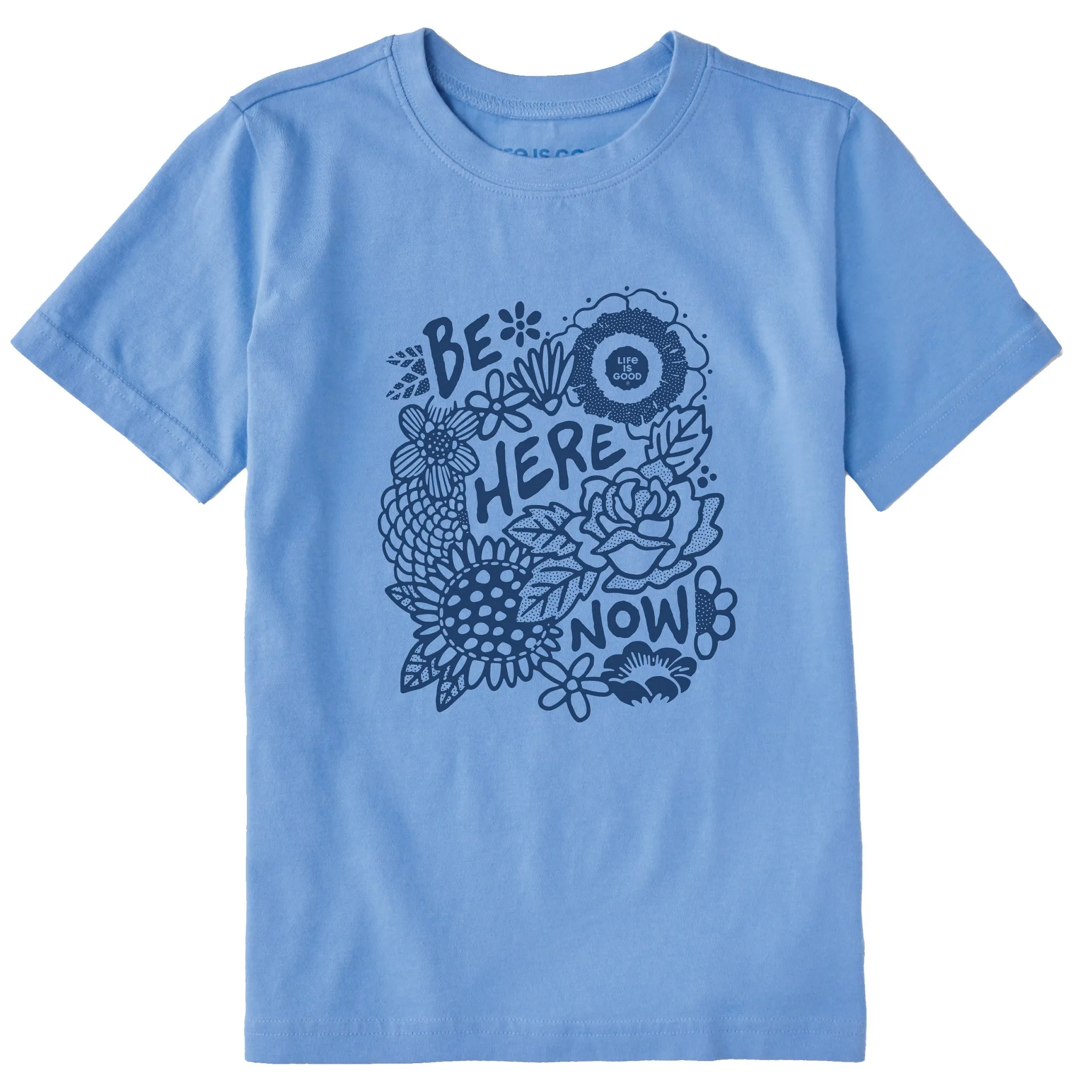 Kids Be Here Now Flower Field Short Sleeve Crusher Tee Life is Good