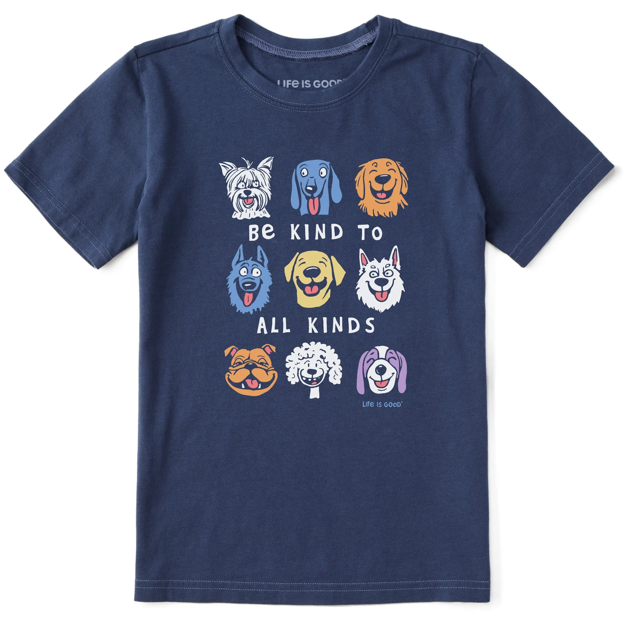 Kids Be Kind to all Kinds Short Sleeve Crusher Tee Life is Good