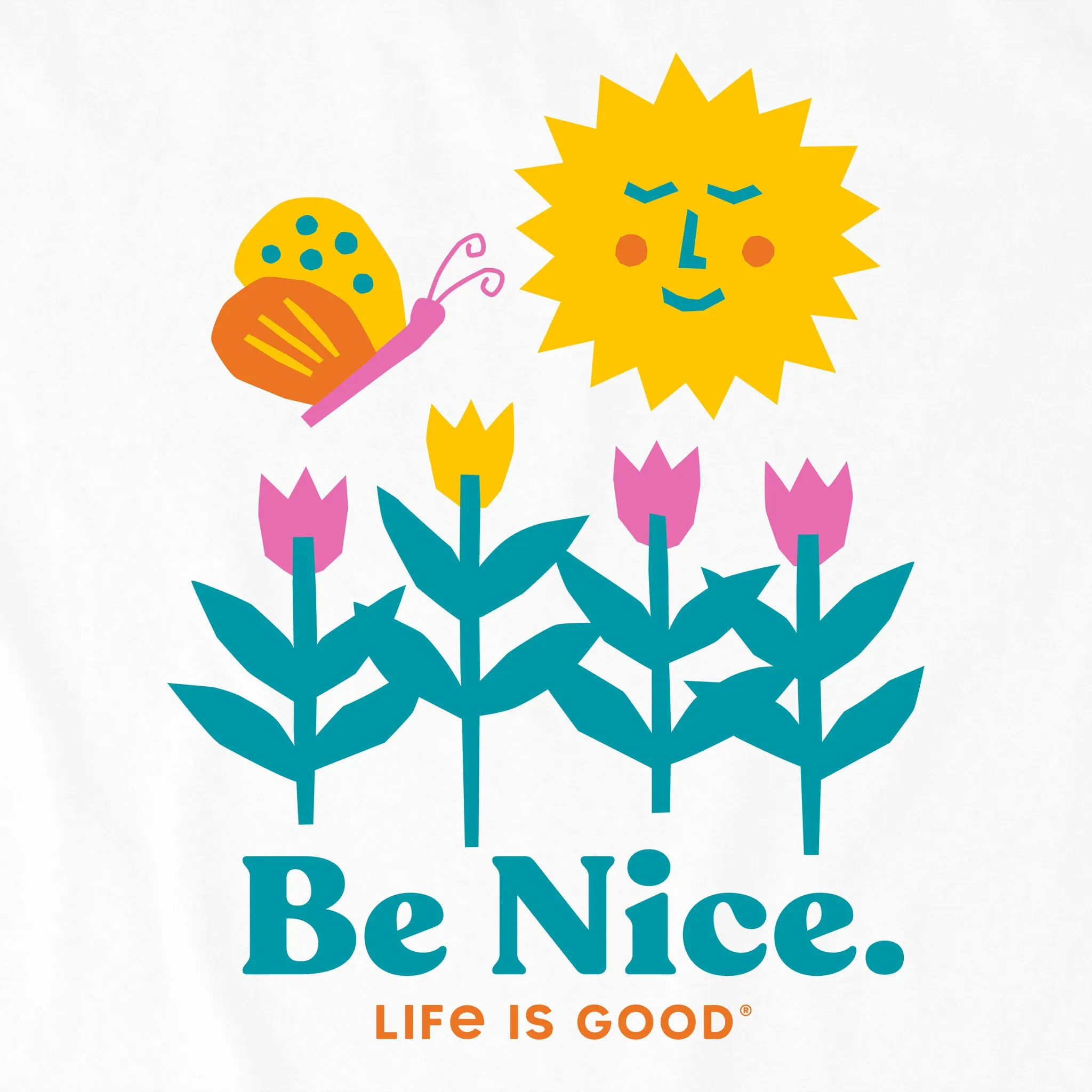 Kids Be Nice Flowers Short Sleeve Crusher Tee Life is Good