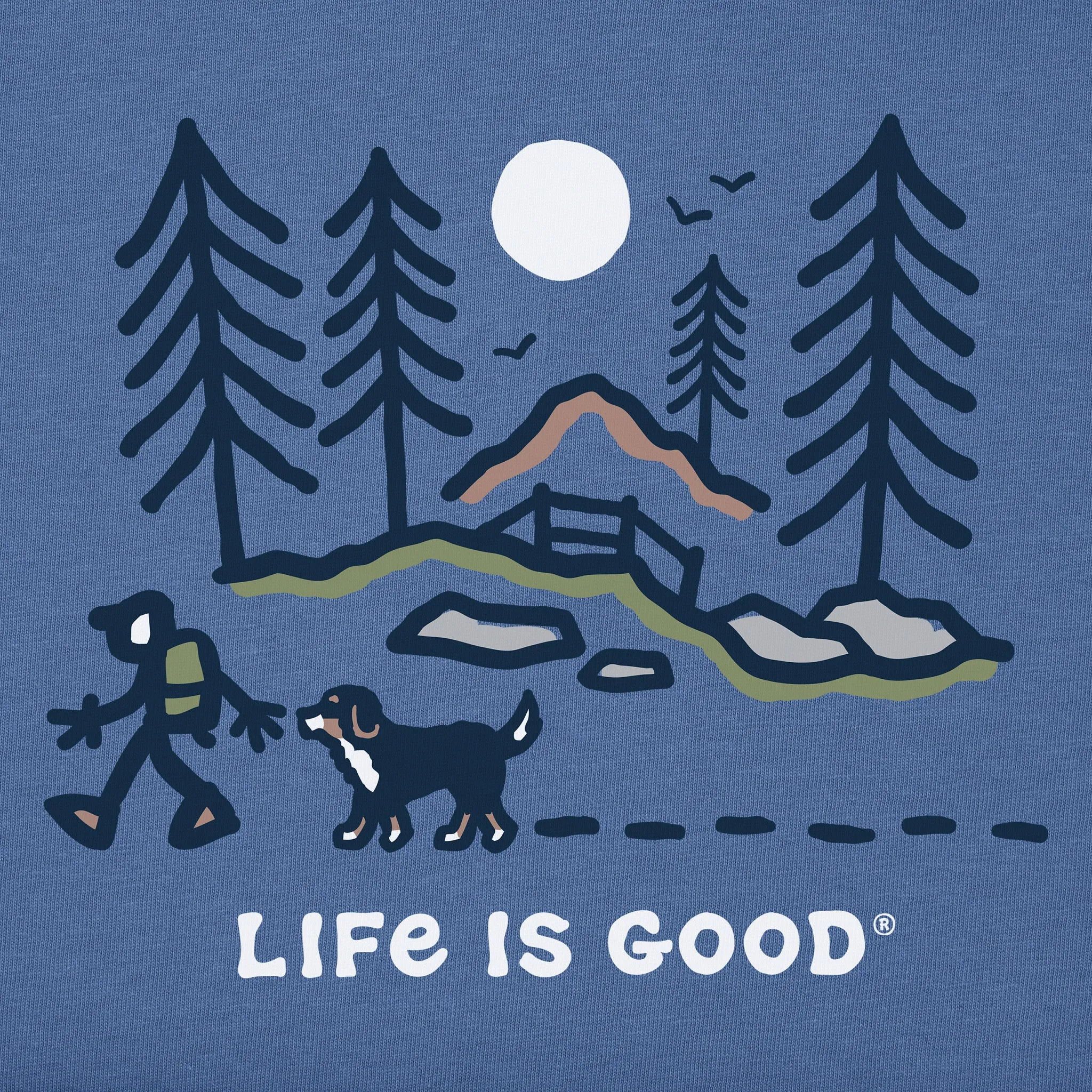 Kids Bernese Hiking Through the Woods Short Sleeve Crusher Tee Life is Good