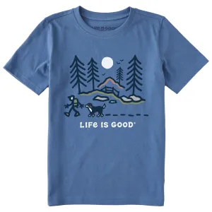 Kids Bernese Hiking Through the Woods Short Sleeve Crusher Tee Life is Good