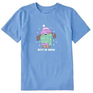 Kids Best in Snow Dog Short Sleeve Crusher Tee Life is Good