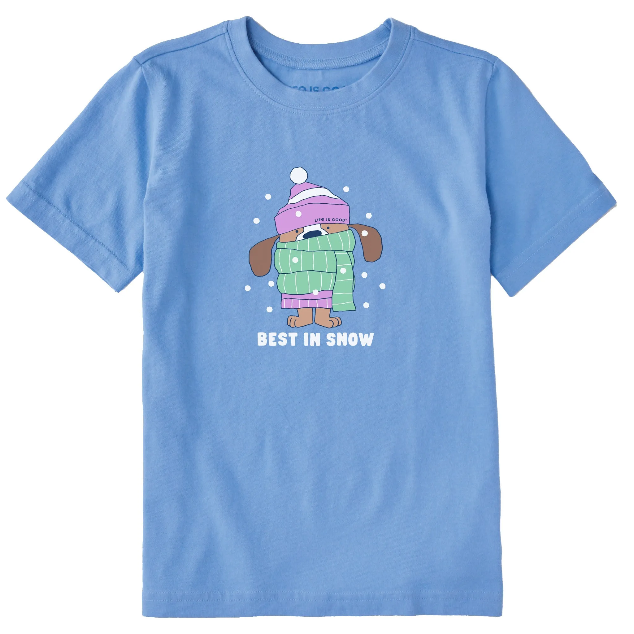 Kids Best in Snow Dog Short Sleeve Crusher Tee Life is Good
